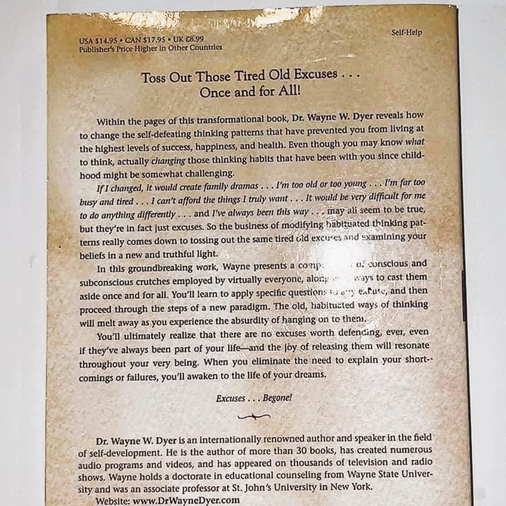 Excuses Be Gone by: Dr. Wayne Dyer Paperback Book - Picture 4 of 4
